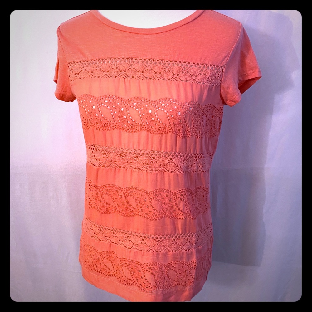 NWT Loft Eyelet Striped Tee